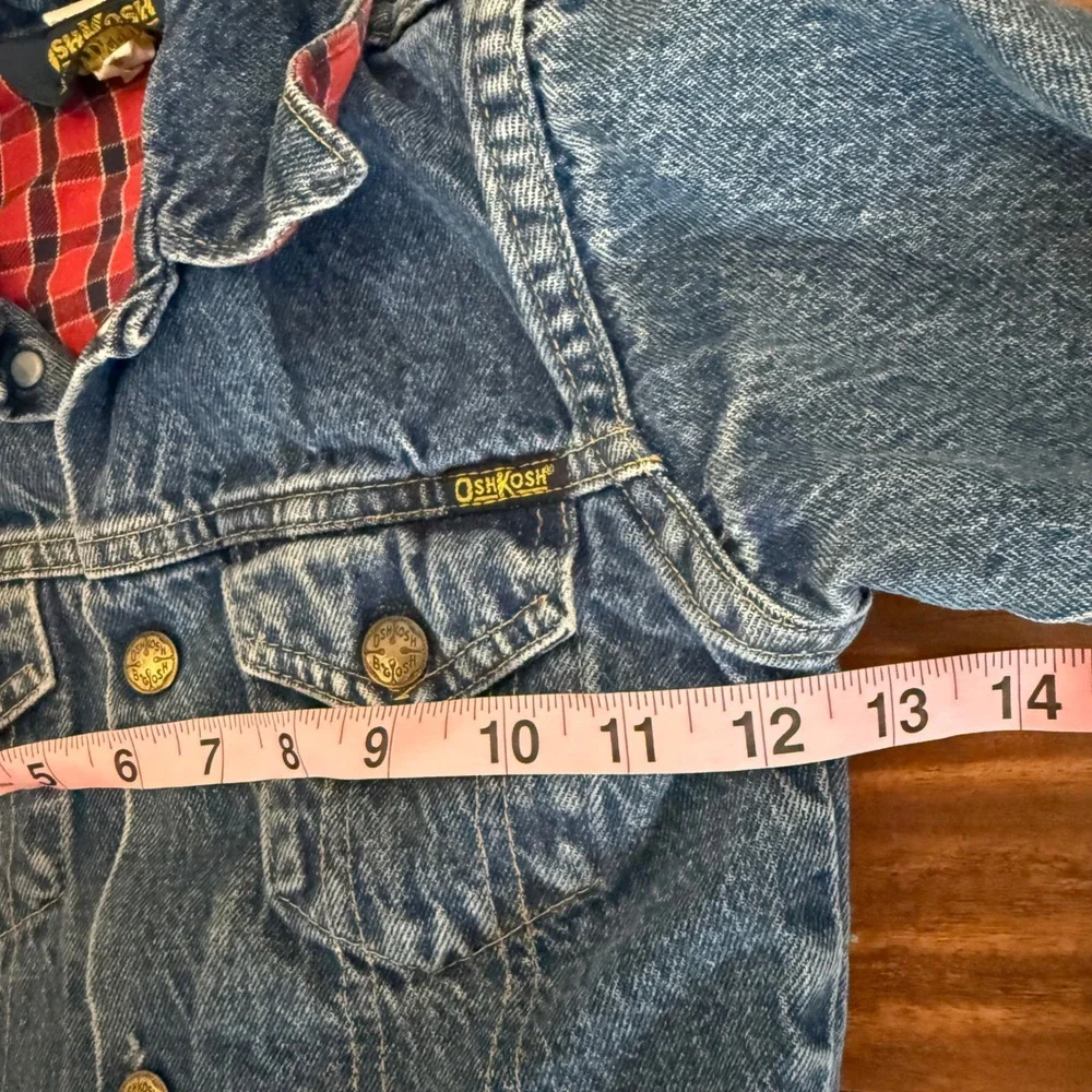Vintage OshKosh B'Gosh Denim‎ Jacket Flannel Lined Kids Size 5 Retro Made In USA